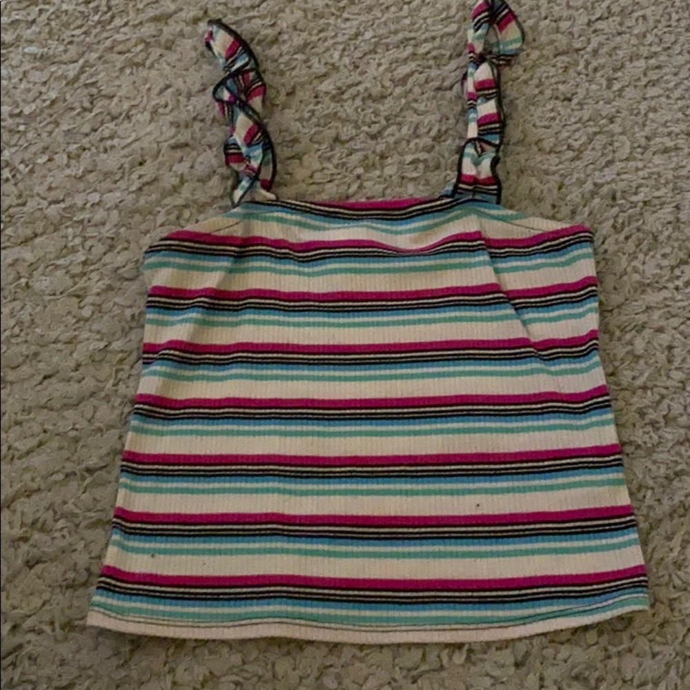 Colorful tank with ruffle straps